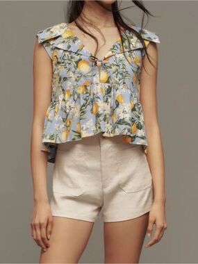 Maeve Babydoll Blouse— Blue Lemon